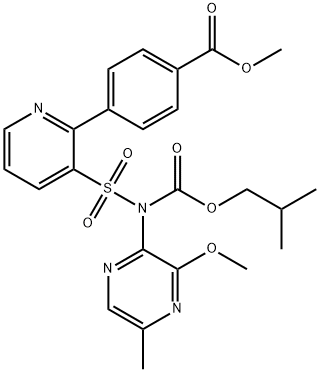 Methyl 4-(3-{[(3-Methoxy-5-Methylpyrazin-2-yl)[(2-Methylpropoxy)carbonyl]aMino]sulfonyl}pyridin-2-yl)benzoate Struktur