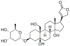 (3beta,5beta)-3-[(2,6-dideoxy-beta-D-ribo-hexopyranosyl)oxy]-5,14,19-trihydroxycard-20(22)-enolide  Struktur