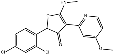 3(2H)-Furanone,  2-(2,4-dichlorophenyl)-4-(4-methoxy-2-pyridinyl)-5-(methylamino)- Struktur