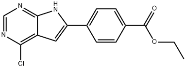 4-(4-Chloro-7H-pyrrolo[2,3-d]pyrimidin-6-yl)benzoic acid ethyl ester Struktur