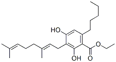 2,4-Dihydroxy-3-[(E)-3,7-dimethyl-2,6-octadienyl]-6-pentylbenzoic acid ethyl ester Struktur