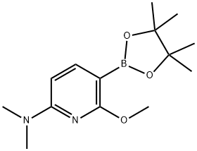 2-Pyridinamine, 6-methoxy-N,N-dimethyl-5-(4,4,5,5-tetramethyl-1,3,2-dioxaborolan-2-yl)- Struktur