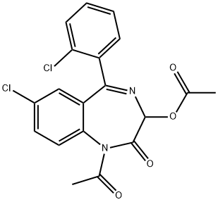 1-Acetyl-3-(acetyloxy)-7-chloro-5-(2-chlorophenyl)-1,3-dihydro-2H-1,4-benzodiazepin-2-one Struktur