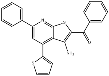 (3-amino-6-phenyl-4-(thiophen-2-yl)thieno[2,3-b]pyridin-2-yl)(phenyl)methanone Struktur