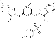 3-ETHYL-2-[(3-([3-ETHYL-6-METHYL-1,3-BENZOTHIAZOL-2(3H)-YLIDENE]METHYL)-5,5-DIMETHYL-2-CYCLOHEXEN-1-YLIDENE)METHYL]-6-METHYL-1,3-BENZOTHIAZOL-3-IUM 4-METHYLBENZENESULFONATE Struktur