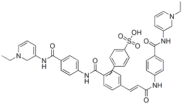 N-(1-ethylpyridin-5-yl)-4-[[(E)-3-[4-[[4-[(1-ethylpyridin-5-yl)carbamo yl]phenyl]carbamoyl]phenyl]prop-2-enoyl]amino]benzamide, 4-methylbenze nesulfonate Struktur