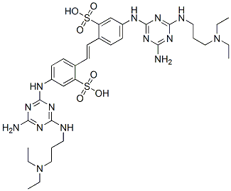 2,2'-(1,2-Ethenediyl)bis[5-[[4-amino-6-[[3-(diethylamino)propyl]amino]-1,3,5-triazin-2-yl]amino]-benzenesulfonic acid] Struktur