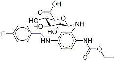 1-Deoxy-1-[[2-[(ethoxycarbonyl)aMino]-5-[[(4-fluorophenyl)Methyl]aMino]phenyl]aMino] β-D-Glucopyranuronic Acid Struktur