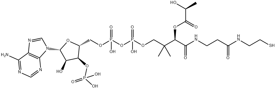 [(2R,3R,4R,5R)-5-(6-aminopurin-9-yl)-4-hydroxy-2-[[hydroxy-[hydroxy-[(3R)-3-hydroxy-3-[2-[2-(2-hydroxypropanoylsulfanyl)ethylcarbamoyl]ethylcarbamoyl]-2,2-dimethyl-propoxy]phosphoryl]oxy-phosphoryl]oxymethyl]oxolan-3-yl]oxyphosphonic acid Struktur