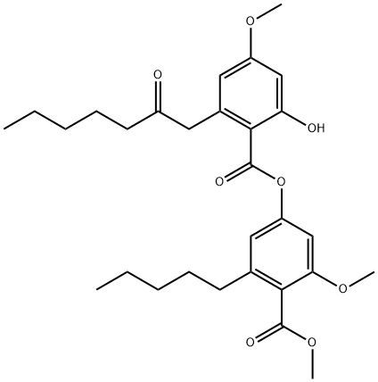 4-[2-Hydroxy-4-methoxy-6-(2-oxoheptyl)benzoyloxy]-2-methoxy-6-pentylbenzoic acid methyl ester Struktur