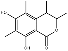 3,4-Dihydro-6,8-dihydroxy-3,4,5,7-tetramethyl-1H-2-benzopyran-1-one Struktur