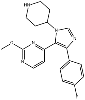 4-[4-(4-氟苯基)-1-(4-哌啶基)-1H-咪唑-5-基]-2-甲氧基嘧啶 結構式