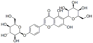 5,7-dihydroxy-6-[(2S,3S,4R,5R,6R)-3,4,5-trihydroxy-6-(hydroxymethyl)ox an-2-yl]-2-[4-[(2S,3S,4R,5R,6R)-3,4,5-trihydroxy-6-(hydroxymethyl)oxan -2-yl]oxyphenyl]chromen-4-one Struktur