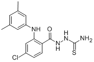 Benzoic acid, 4-chloro-2-((3,5-dimethylphenyl)amino)-, 2-(aminothioxom ethyl)hydrazide Struktur