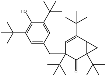 1,3,5-Tri-tert-butyl-3-(3,5-di-tert-butyl-4-hydroxybenzyl)norcaran-4-en-2-one Struktur