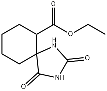 2,4-Dioxo-1,3-diazaspiro[4.5]decane-6-carboxylic acid ethyl ester Struktur