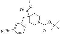 1-BOC-4-[(3-CYANOPHENYL)METHYL]-4-PIPERIDINECARBOXYLIC ACID METHYL ESTER Struktur