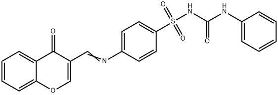 Benzenesulfonamide, 4-(((4-oxo-4H-1-benzopyran-3-yl)methylene)amino)-N -((phenylamino)carbonyl)- Struktur