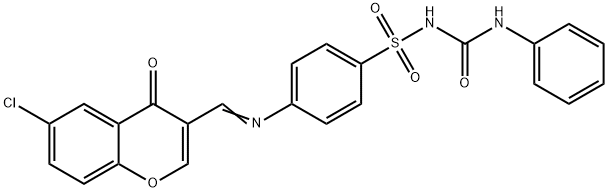 Benzenesulfonamide, 4-(((6-chloro-4-oxo-4H-1-benzopyran-3-yl)methylene )amino)-N-((phenylamino)carbonyl)- Struktur