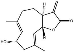 (3aS,6E,8S,10E,11aR)-3a,4,5,8,9,11a-Hexahydro-8-hydroxy-6,10-dimethyl-3-methylenecyclodeca[b]furan-2(3H)-one Struktur