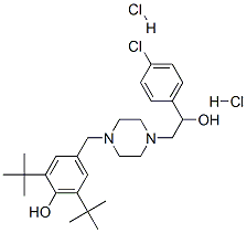 1-PIPERAZINEETHANOL, 4-[[3,5-BIS(1,1-DIMETHYLETHYL)-4-HYDROXYPHENYL]METHYL]-A-(4-CHLOROPHENYL)-, HYDROCHLORIDE (1:2) Struktur