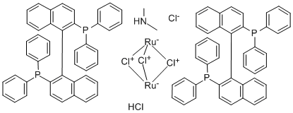 Dimethylammoniumdichlorotri(mu-chloro)bis[(S)-(-)-2,2'-bis(diphenylphosphino)-1,1'-binaphthyl]diruthenate(II) Struktur