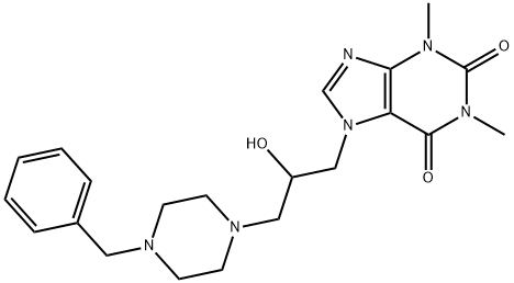 7-(beta-hydroxy-gamma-benzylpiperazinopropyl)theophylline Struktur