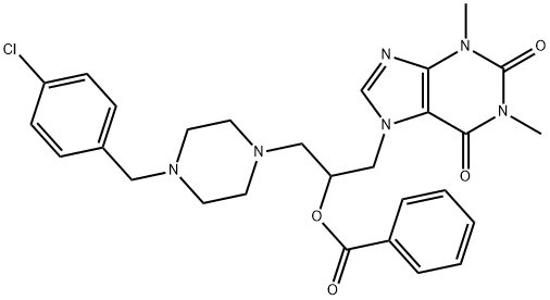 3-[4-(4-Chlorobenzyl)-1-piperazinyl]-1-(1,2,3,6-tetrahydro-1,3-dimethyl-2,6-dioxo-7H-purin-7-yl)propan-2-ol benzoate Struktur