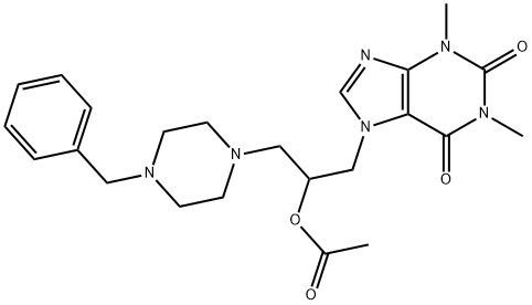 [1-(4-benzylpiperazin-1-yl)-3-(1,3-dimethyl-2,6-dioxo-purin-7-yl)propa n-2-yl] acetate Struktur