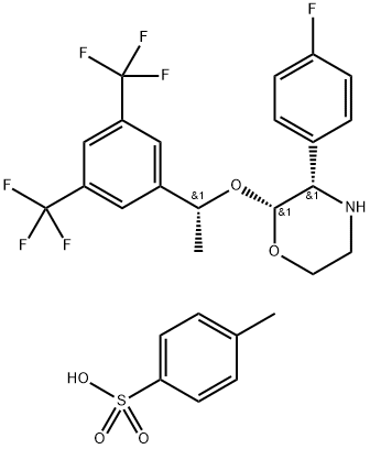 (2R,3S)-2-[(1R)-1-[3,5-Bis(trifluoromethyl)phenyl]ethoxy]-3-(4-fluorophenyl)morpholine 4-methylbenzenesulfonate Struktur