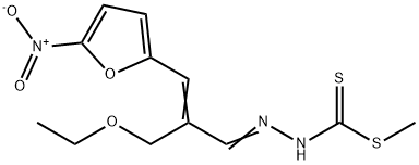 3-[2-(Ethoxymethyl)-3-(5-nitro-2-furyl)allylidene]dithiocarbazic acid methyl ester Struktur