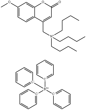 N-[4-METHYL-7-METHOXYCOUMARIN]-N,N,N-TRIBUTYLAMMONIUM TETRAPHENYLBORATE Struktur