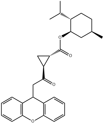 (1S,2S)-((1R,2S,5R)-2-isopropyl-5-Methylcyclohexyl) 2-(2-(9H-xanthen-9-yl)acetyl)cyclopropanecarboxylate Struktur