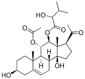 Pregn-5-en-20-one, 11-(acetyloxy)-3,14-dihydroxy-12-(2-hydroxy-3-methy l-1-oxobutoxy)-, (3beta,11alpha,12beta,14beta)- Struktur