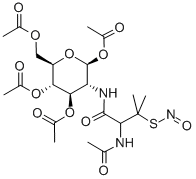 N-(S-NITROSO-N-ACETYL-D,L-PENICILLAMINE)-2-AMINO-2-DEOXY-1,3,4,6-TETRA-O-ACETYL-BETA-D-GLUCOPYRANOSE Struktur