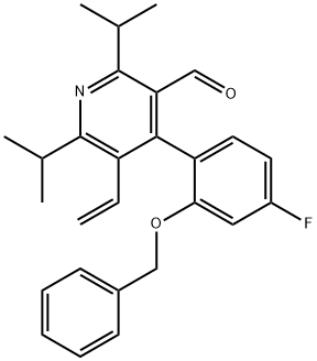 3-Pyridinecarboxaldehyde, 5-ethenyl-4-[4-fluoro-2-(phenylmethoxy)phenyl]-2,6-bis(1-methylethyl)- Struktur