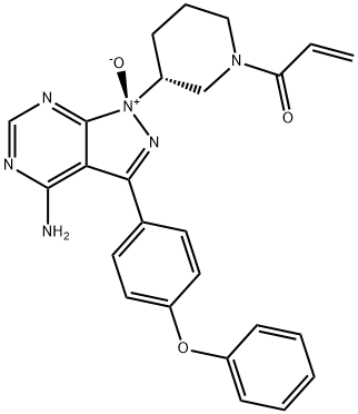 2-Propen-1-one, 1-[(3R)-3-[(1R)-4-amino-1-oxido-3-(4-phenoxyphenyl)-1H-pyrazolo[3,4-d]pyrimidin-1-yl]-1-piperidinyl]- Struktur