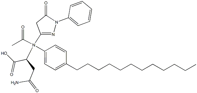 N2-acetyl-N2-(4-dodecylphenyl)-N-(4,5-dihydro-5-oxo-1-phenyl-1H-pyrazol-3-yl)-L-asparagine  Struktur