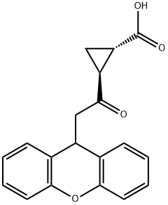 (1S,2S)-2-(2-(9H-xanthen-9-yl)acetyl)cyclopropanecarboxylic acid Struktur