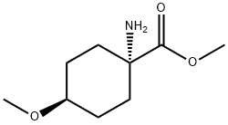 Cyclohexanecarboxylic acid, 1-amino-4-methoxy-, methyl ester, cis- (9CI) Struktur