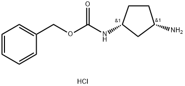 Benzyl N-[(1R,3S)-3-aminocyclopentyl]-carbamate hydrochloride Struktur