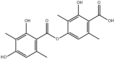 4-(2,4-Dihydroxy-3,6-dimethylbenzoyloxy)-2-hydroxy-3,6-dimethylbenzoic acid Struktur