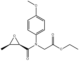 Ethyl 2-((2R,3S)-N-(4-methoxyphenyl)-3-methyloxirane-2-carboxamido)acetate Struktur