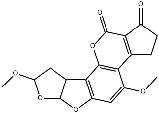 4,8-Dimethoxy-2,3,6a,8,9,9a-hexahydrocyclopenta[c]furo[3',2':4,5]furo[2,3-h][1]benzopyran-1,11-dione Struktur