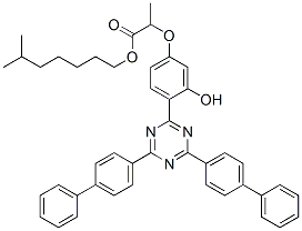 Isooctyl 2-[4-[4,6-bis[(1,1'-biphenyl)-4-yl]-1,3,5-triazin-2-yl]-3-hydroxyphenoxy]propanoate Struktur