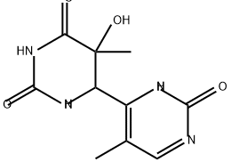 5-hydroxy-6-(4-(5'-methylpyrimidine-2'-one)dihydrothymine) Struktur