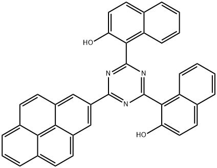 1,1'-[6-(pyren-2-yl)-1,3,5-triazine-2,4-diyl]bis(2-naphthol)  Struktur