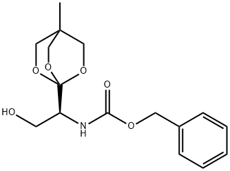 1-[N-BENZYLOXYCARBONYL-(1S)-1-AMINO-2-HYDROXYETHYL]-4-METHYL-2,6,7-TRIOXABICYCLO[2.2.2]OCTANE Struktur