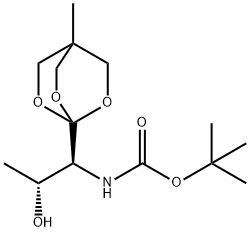 1,1-DIMETHYLETHYL (1S,2R)-2-HYDROXY-1-(4-METHYL-2,6,7-TRIOXABICYCLO[2.2.2]OCTANYL)PROPYLCARBAMATE Struktur