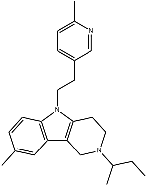 2,3,4,5-Tetrahydro-2-sec-butyl-8-methyl-5-[2-(6-methyl-3-pyridyl)ethyl]-1H-pyrido[4,3-b]indole Struktur